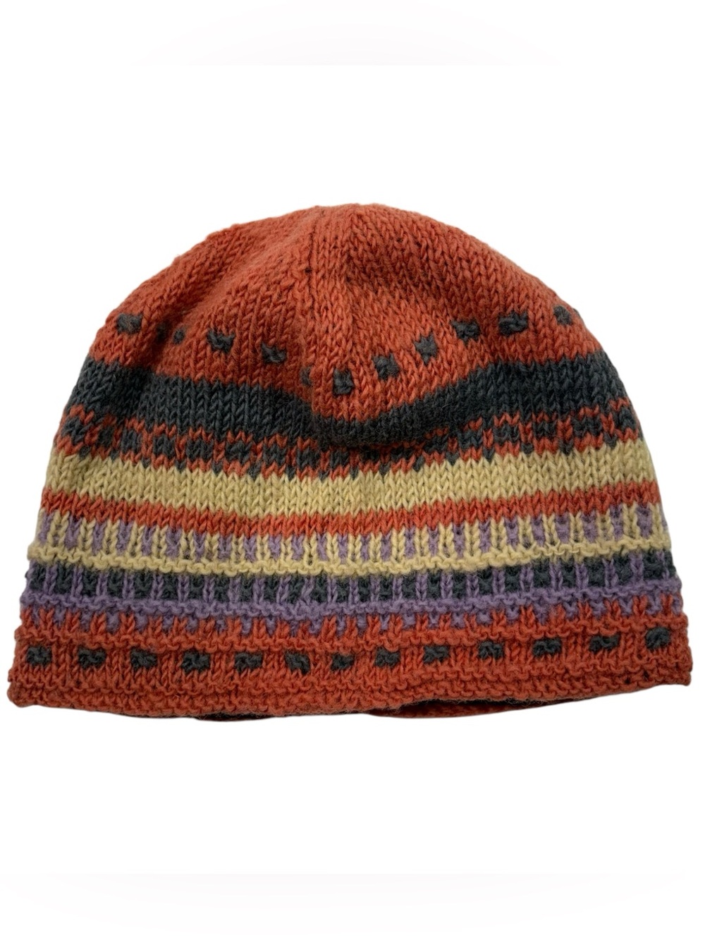 Rising Tide 100% Wool Striped Colorful Knit Unisex Fleece Lined Beanie Toboggan